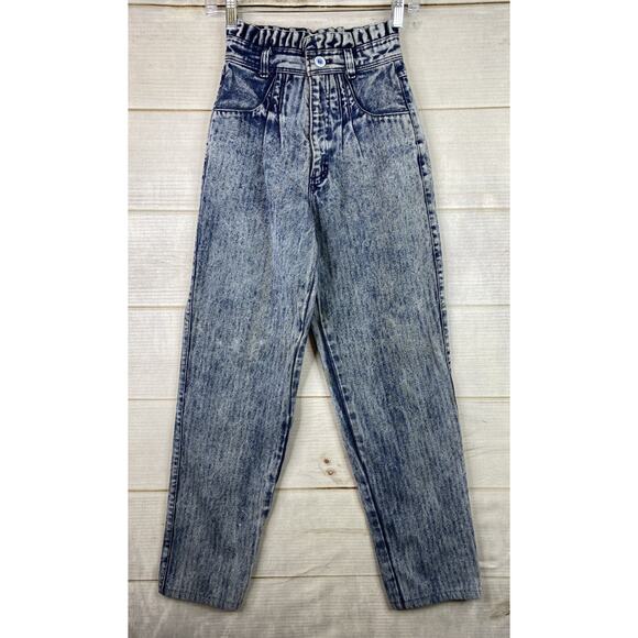 Vtg Panhandle Slim Jeans Womens 3/4 Acid Wash Pleated Ruffle Rodeo Cowgirl USA - Picture 1 of 13